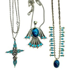 🩵🩶 Vintage faux turquoise necklace lot 🩶🩵